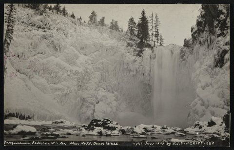 Snoquaimie Falls in winter near North Bend, Wash