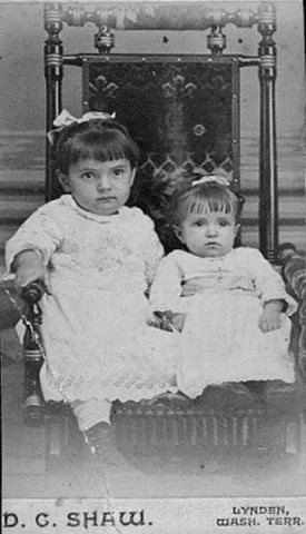 Two young unidentified girls, Lynden, Washington, ca. 1888