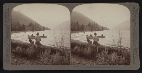 Sparkling Lake Chelan, west to Sawtooth Mountains, Washington