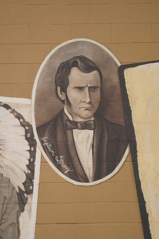 Captain William Strong in Battle Grounds, WA, street mural, March 2020