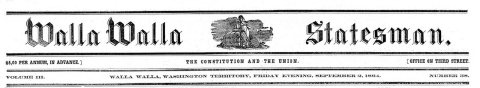 Walla Walla Statesman masthead