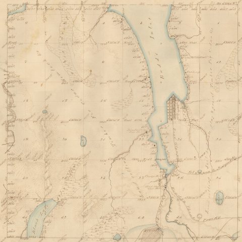 Survey Plat, Township 018-0N, Range 002-0W, Willamette Meridian (Olympia, Washington), February 11, 1854 (cropped)