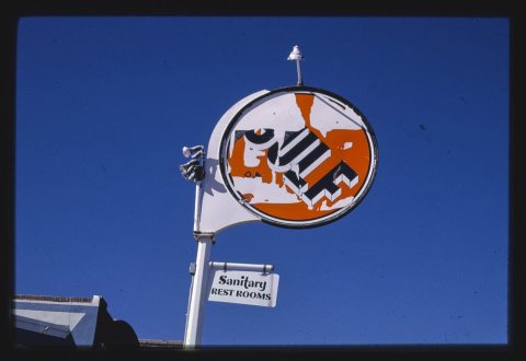 Gulf Gasoline sign, decayed, Main Street