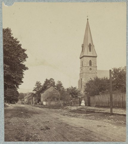 Church and street in Shepherdstown, W. Va
