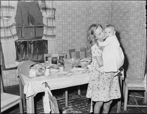 Children of Clabe Hicks, miner, Ten people, two adults and eight children live in a four room house for which they... -…