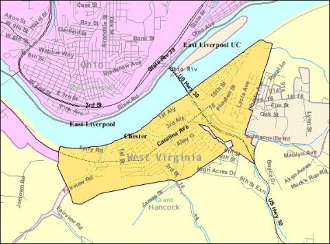 Chester WV 2000 Census reference map