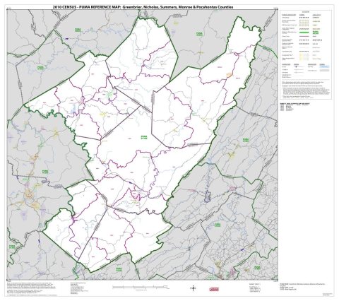 2010 Census Public Use Microdata Area Reference Map for Greenbrier, Nicholas, Summers, Monroe & Pocahontas Counties, We…