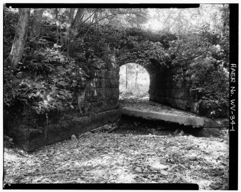 VIEW, LOOKING SOUTH, SHOWING ABUTMENTS OF BRIDGE NO. 1 - Baltimore and Ohio Railroad, Stone Bridges 1 and 2, Between Ga…