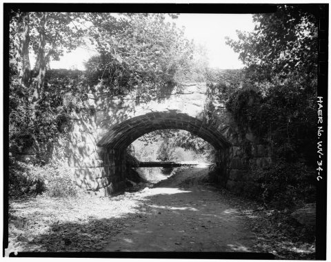 VIEW, LOOKING SOUTH, SHOWING BRIDGE NO. 2 - Baltimore and Ohio Railroad, Stone Bridges 1 and 2, Between Gassaway and Su…