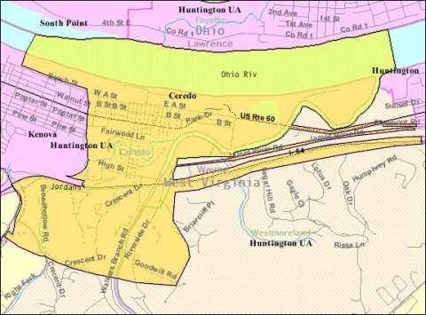 Ceredo WV 2000 Census reference map
