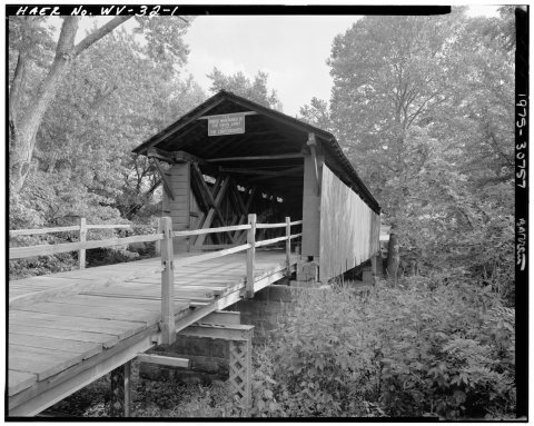 3-4 VIEW SHOWING APPROACH SPAN AND BRIDGE PORTAL (direction of view unknown) - Milton Covered Bridge, County Route 25, …