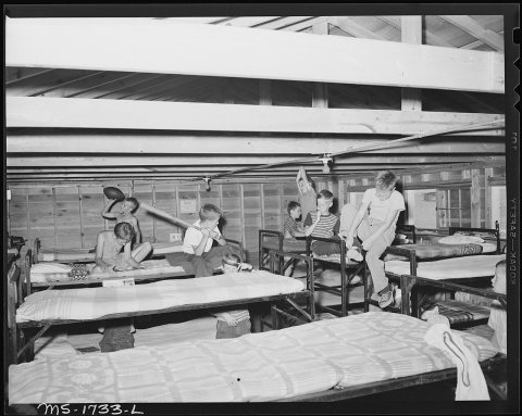 Interior of cottage for campers. Capacity of cottage is 22 bunks, using double deckers. Ordinarily about 18 to 20 are..…