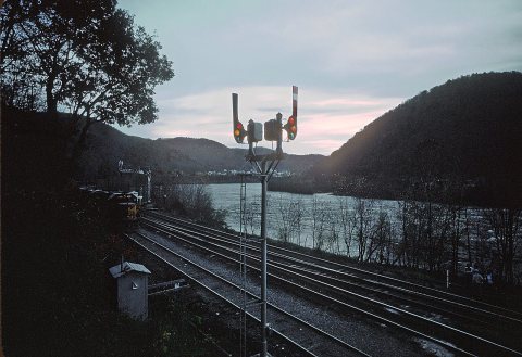C&O Semaphores, looks like it was taken from CW Cabin at the west end of Hinton Yard, WV in October 1981