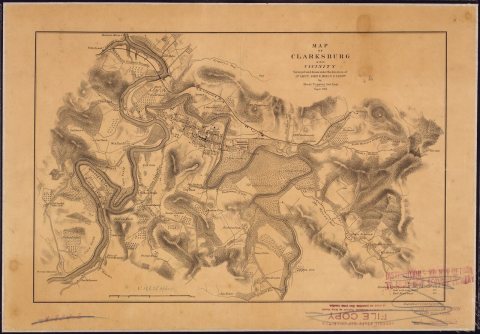 Map of Clarksburg and vicinity. Surveyed and drawn under the direction of 1st Lieut. John R. Meigs, U. S. Engrs., by...…