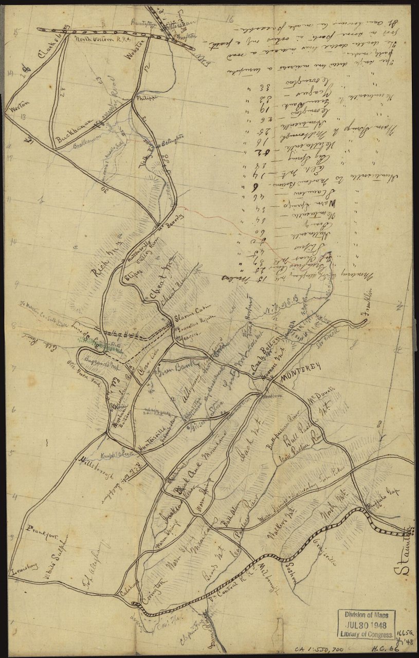 Sketch of western Virginia and eastern West Virginia, between Staunton and Clarksburg