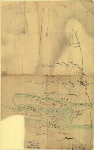 Map of part of eastern West Virginia, extending from Romney westward to Clarksburg, centering on the Rich Mountain Batt…