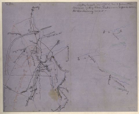 Rough sketch of the Rich Mountain battle area, extending from Beverly, W. Va. to Clarksburg