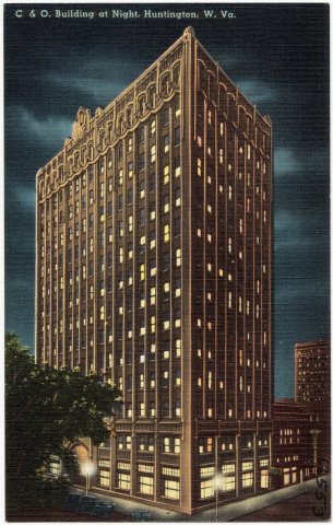 C and O. Building at night, Huntington, W. Va (66553)