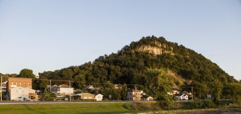 One of the many limestone bluffs along the Mississippi River for which the area around the Great River Road in western …
