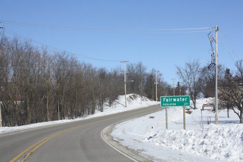 Fairwater Wisconsin Sign Looking northwest WIS44