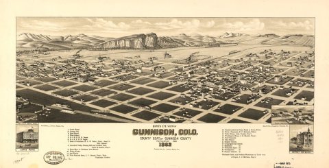Bird's eye view of Gunnison, Colo. county seat of Gunnison County, 1882