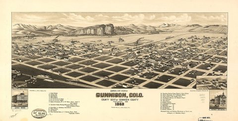 Bird's eye view of Gunnison, Colo. county seat of Gunnison County, 1882