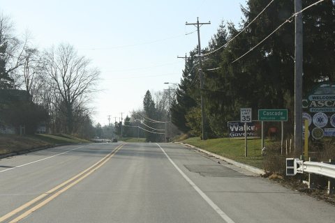Cascade Wisconsin Sign Looking West WIS28