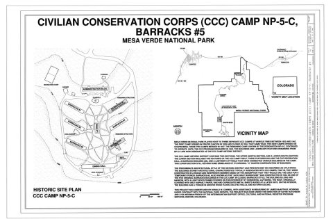 Cover Sheet and Site Plan - Civilian Conservation Corps (CCC) Camp NP-5-C, Barracks No. 5, CCC Camp Historic District a…