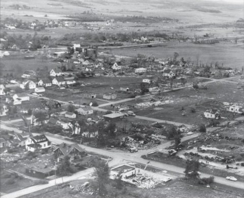 Air View of Colfax after tornado