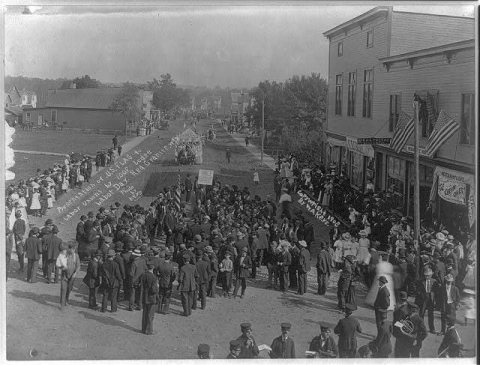 Presentation of U.S. flag to Labor Unions by I.O.O.F Lodge. Labor Day. Red Granite, Wisc