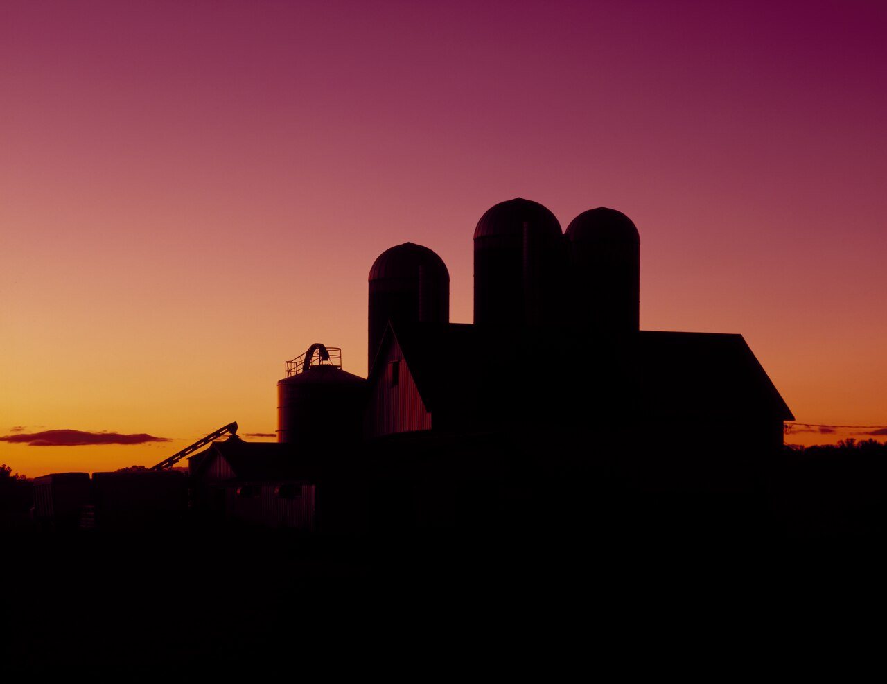 Sunset casts a glow over this dairy barn in Bruce, in northern Wisconsin