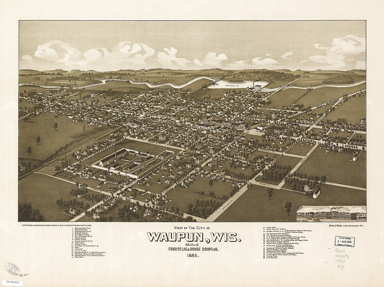 View of the city of Waupun, Wis., situated in Fond du Lac & Dodge Counties