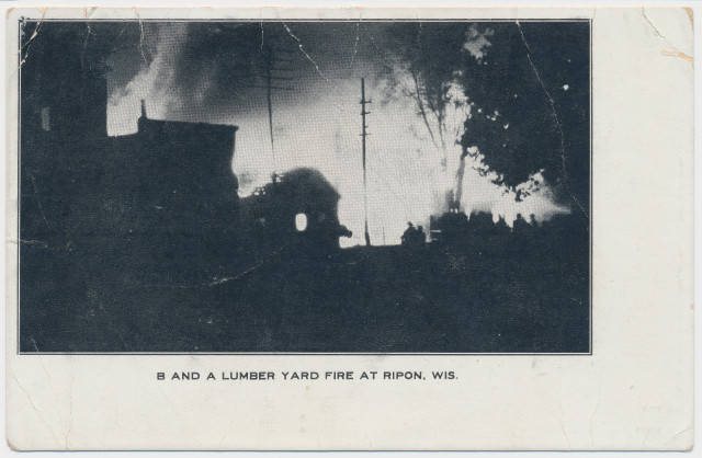 B and A Lumber Yard fire at Ripon, Wis