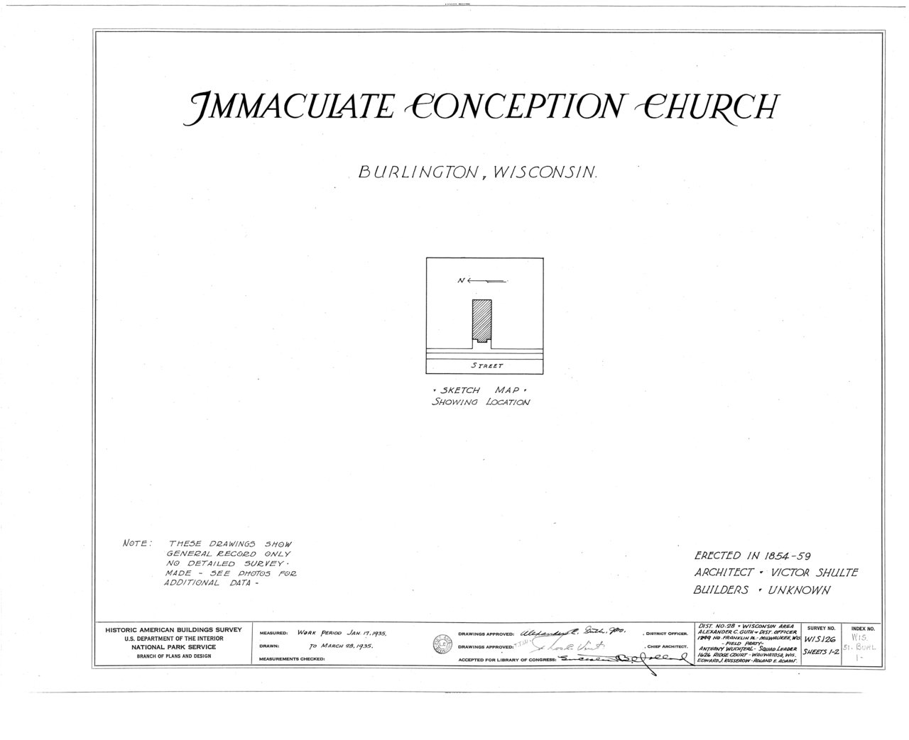 HABS WIS,51-BURL,1- (sheet 0 of 2) - Immaculate Conception Church
