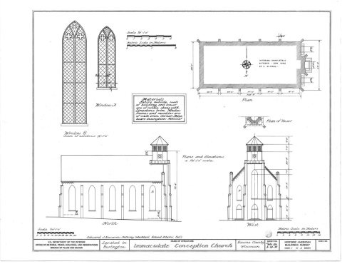 HABS WIS,51-BURL,1- (sheet 1 of 2) - Immaculate Conception Church