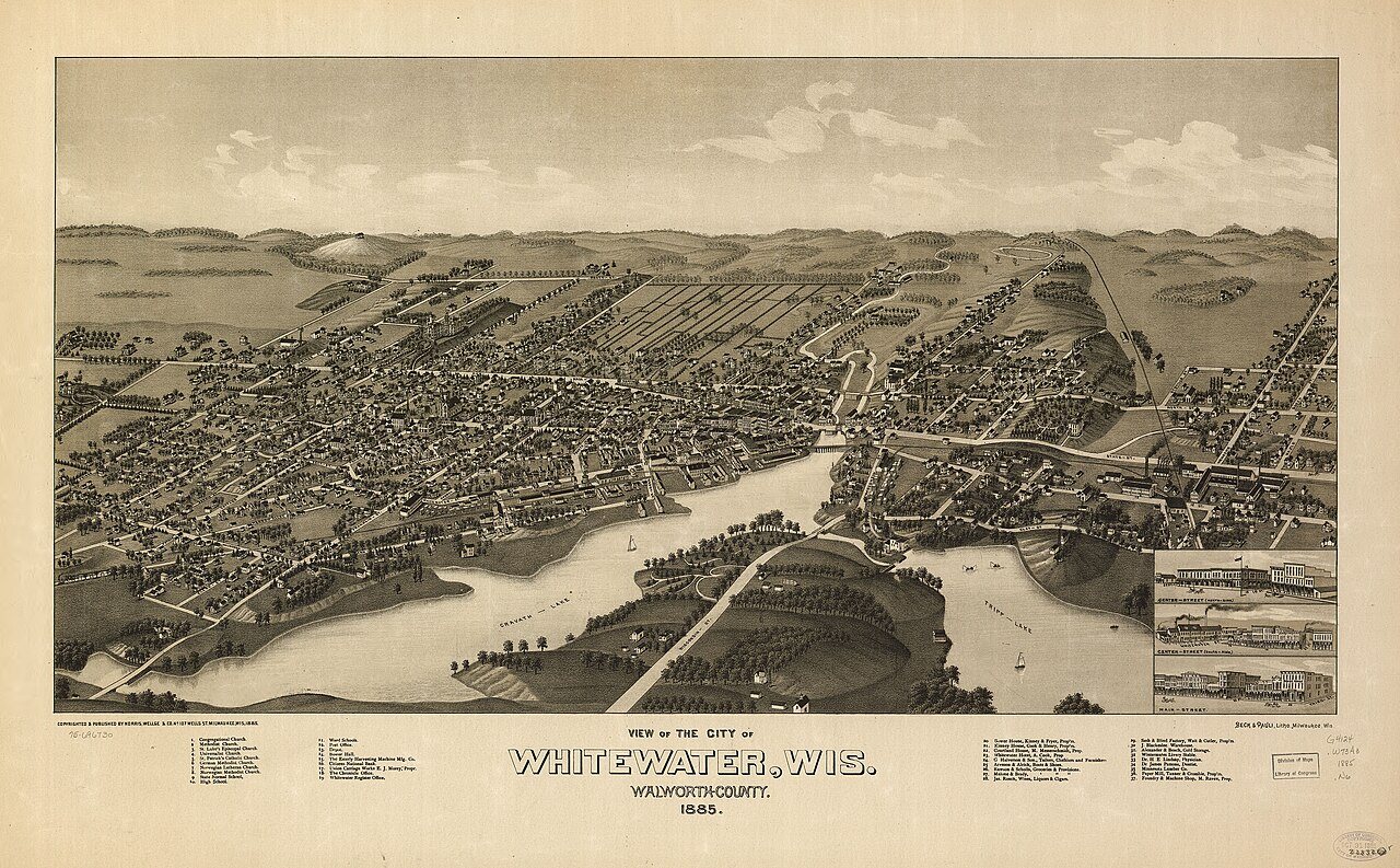 View of the city of Whitewater, Wis. Walworth-County 1855