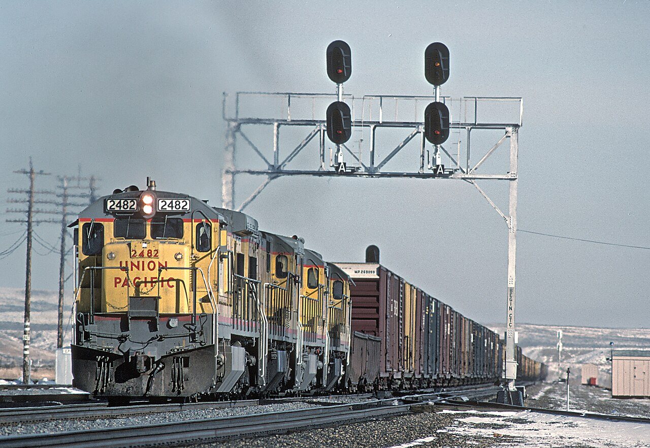 UP 2482 (C30-7) at Granger, WY in December 1984