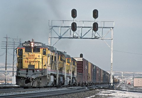 UP 2482 (C30-7) at Granger, WY in December 1984