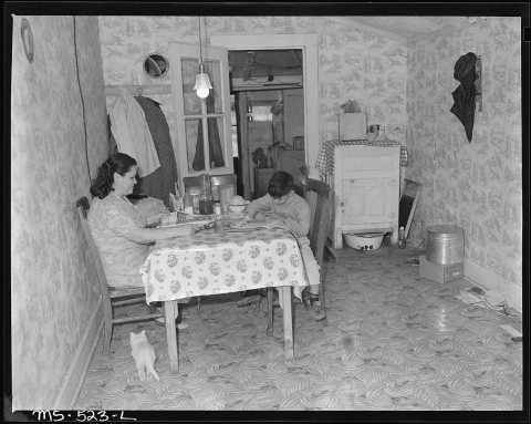 Dining room in home of Manuel Alcala, miner, living in company housing project. National Fuel Company, Monarch Mine... …
