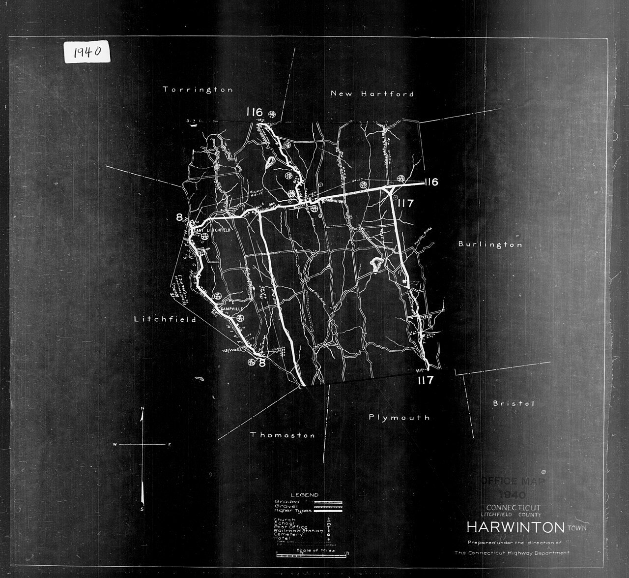 1940 Census Enumeration District Maps - Connecticut - Litchfield County - Harwinton - ED 3-11