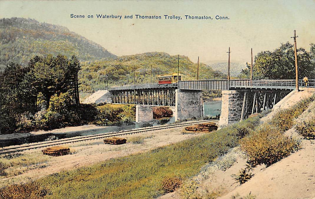 Thomaston streetcar bridge postcard