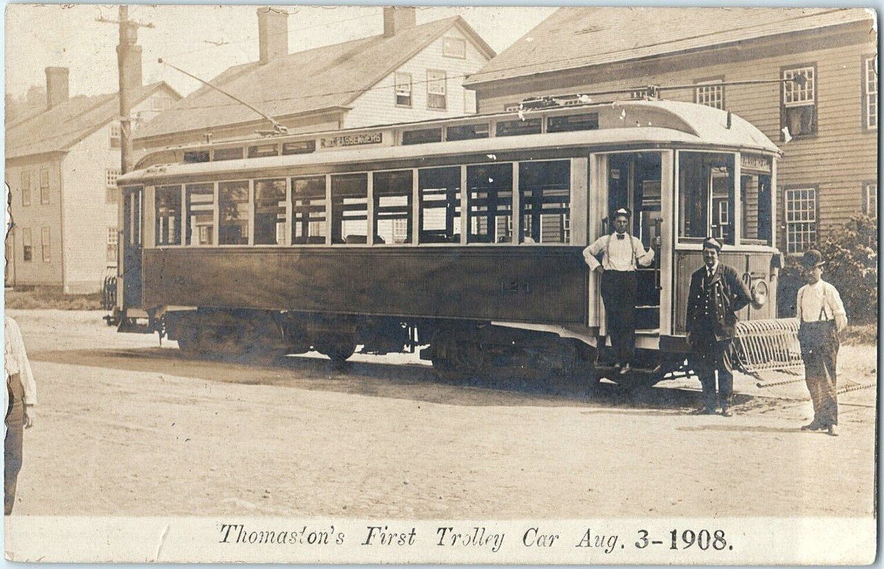 First streetcar in Thomaston 1908 postcard