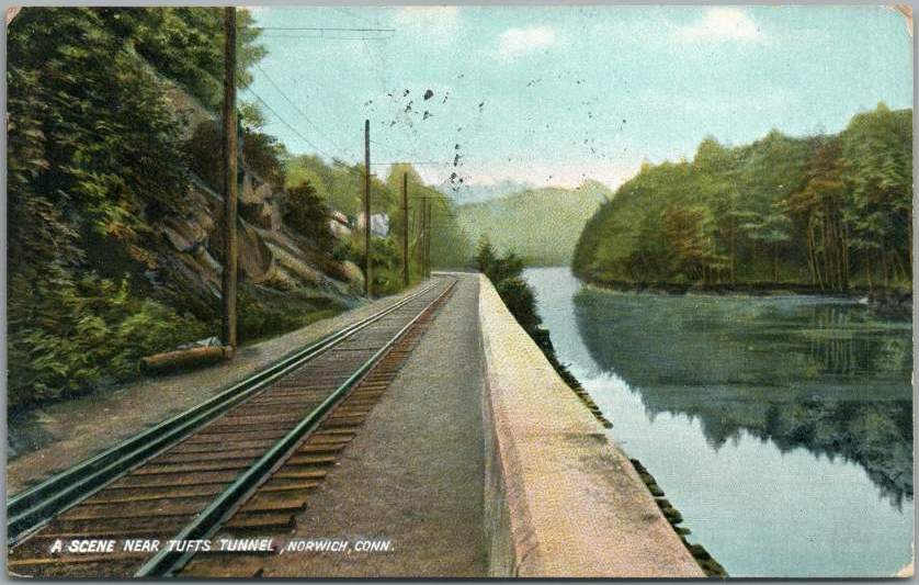 Scene near "Tufts Tunnel" 1911 postcard