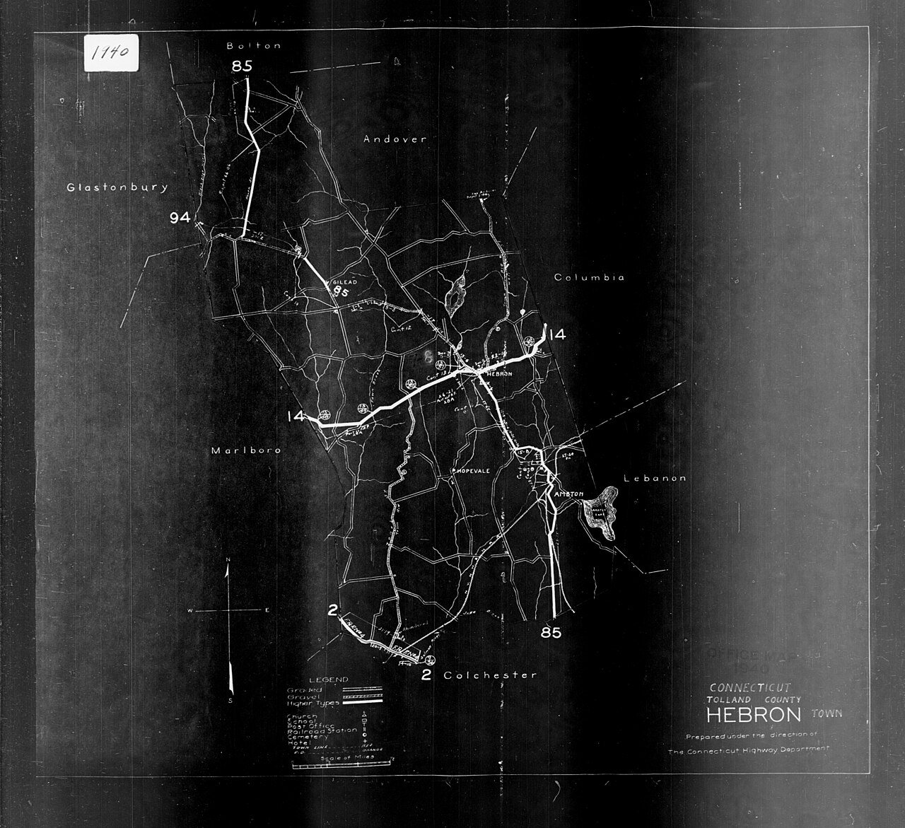 1940 Census Enumeration District Maps - Connecticut - Tolland County - Hebron - ED 7-8