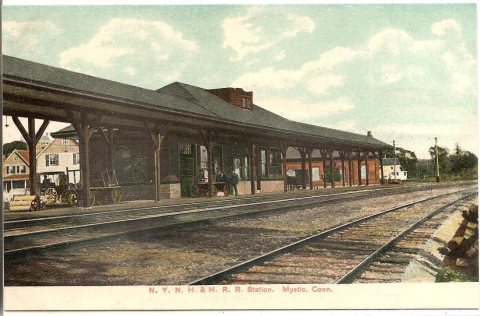 Mystic station postcard