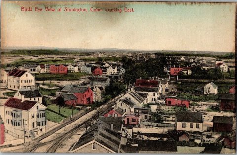 Stonington bird's eye view postcard