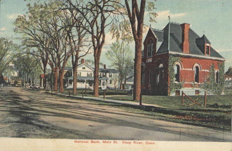 PostcardDeepRiverCTNationalBankMainStCirca1907