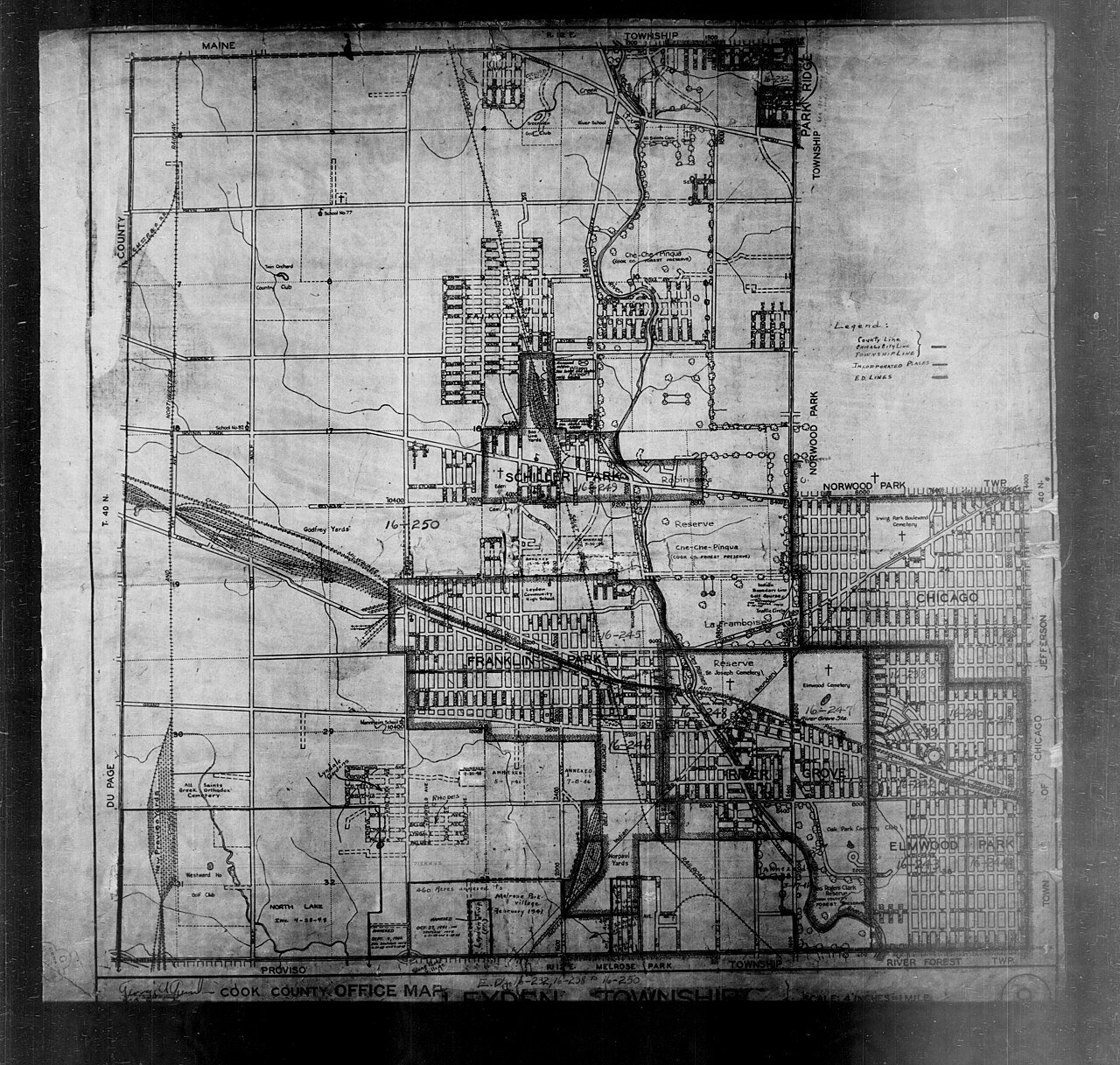 1940 Census Enumeration District Maps - Illinois - Cook County - Leyden - ED 16-232 - ED 16-250