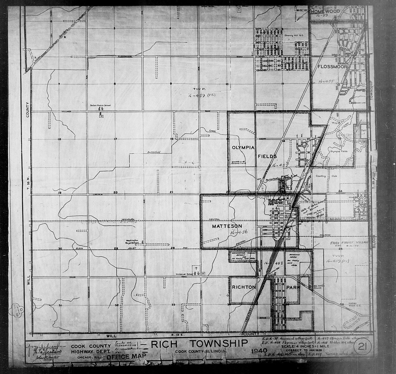 1940 Census Enumeration District Maps - Illinois - Cook County - Rich - ED 16-39, ED 16-455, ED 16-456, ED 16-457, ED 1…