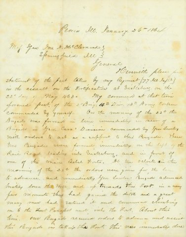Letter from D.P. Grier, Peoria, Ill., to Maj. Gen. J. A. McClernand, January 26, 1864